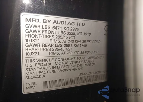 2019 Audi Q8 55 Premium from USA, damaged, VIN WA1AVAF18KD017310